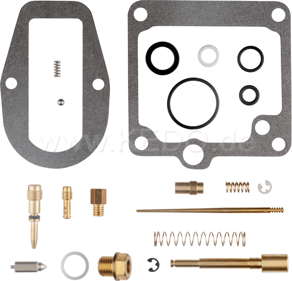 Kedo Carburettor Rebuild kit including choke piston, -Spring & -ball, gasket for Actuating shaft (Main Jet # 230 Pilot Jet # 25). | 94038