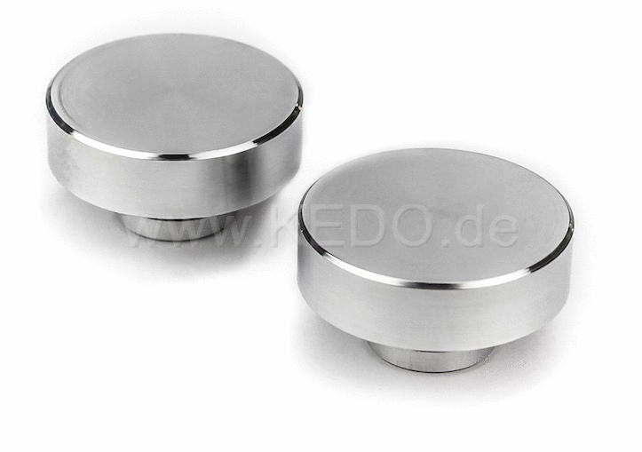Kedo Aluminum Fork plug covers, chrome plated, 1 pair, high minimalistic design, vibration-damped mounting | KTH-10213