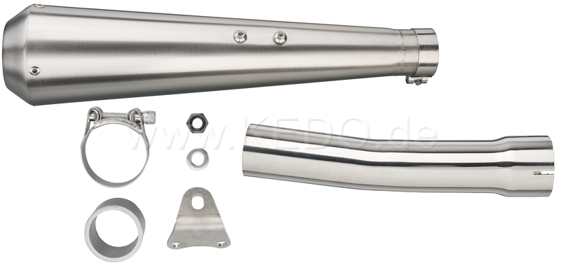 Kedo Gibbonslap Stainless Steel Silencer (NOT street legal) incl DB Killer, header pipe adapter spec. Bracket (in combination w. Center stood see # 27938) | WM0022-3