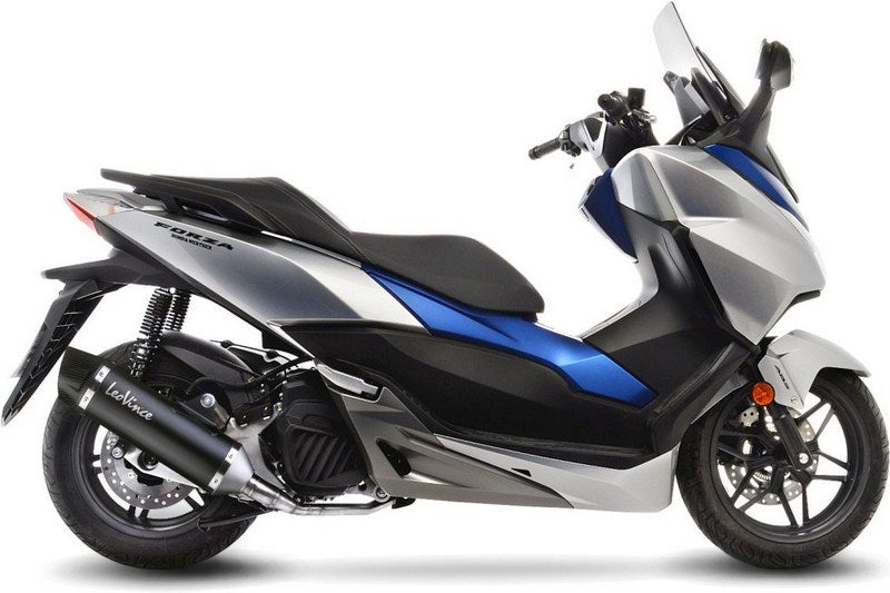 Leovince NERO FULL SYSTEM1/1, STAINLESS STEEL, CARBON FIBER End Cap Ece/Eu-Approved for HONDA FORZA 125/NSS 125/ABS (2017-2019) | 14052K