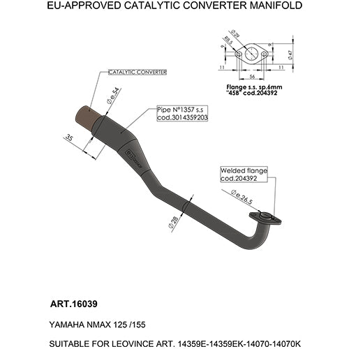 LEOVINCE SBK EU-APPROVED CATALYTIC CONVERTER MANIFOLD EU-APPROVED | 16039