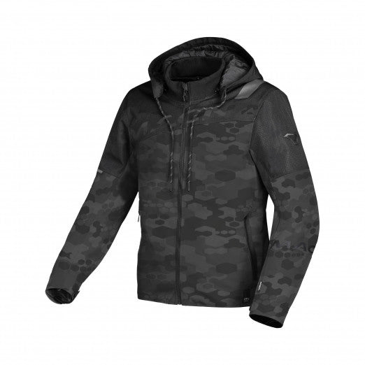 Macna Racoon Mens Textile Jackets - Waterproof Black/Grey Camo | 1653661-180