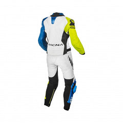 Macna Tracktix 2pc Leather Accessories White/Neon yellow/Blue | 1664104-275