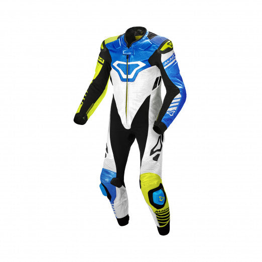 Macna Tracktix 1pc Leather Accessories White/Neon yellow/Blue | 1664205-275
