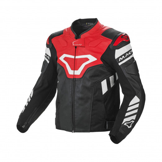 Macna Tracktix Mens Leather Jackets Black/White/Red | 1667577-123
