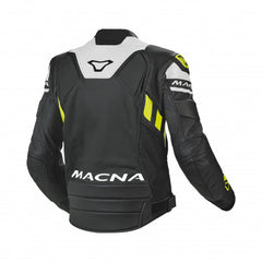 Macna Tracktix Mens Leather Jackets Black/White/Neon yellow | 1667577-127