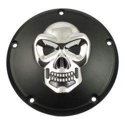 MCS Skull Derby Cover 5-Hole. Black & Chrome