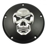 MCS Skull Derby Cover 5-Hole. Black & Chrome