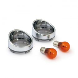 MCS Turn Signal Lens Set With Visor. Light Smoke Lens Amber Bulb