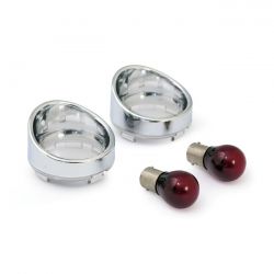MCS Turn Signal Lens Set With Visor. Clear Lens, Red Bulb