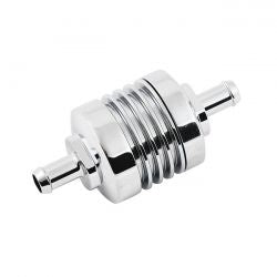 MCS Fuel Filter Ribbed For 5/16" Fuel Hose. Chrome