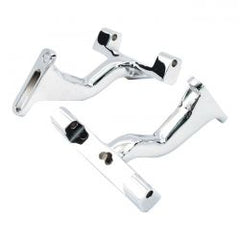 MCS Mount Bracket, Passenger Floorboard. Raised. Chrome