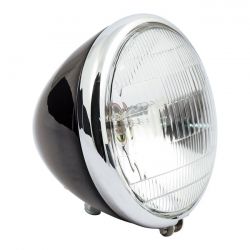 MCS 6-1/2" Springer Headlamp Assembly. 12V. Black/Chrome