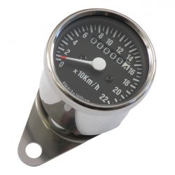 MCS Mini Speedometer, 2:1 Kmh Chrome With Black Face Plate