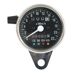 MCS Led Mini Speedo 2:1 Kmh. Chrome With Black Face Plate