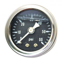 MCS Oil Pressure Gauge, Carbon Face. 0-60 PSI