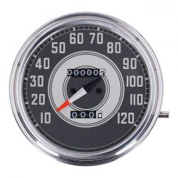 MCS FL Speedometer, 41-45 Face, Silver/Black. 1:1 Mph