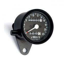 MCS Mini Speedo, 2:1 Kmh. With Tripmeter Black