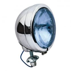 MCS FL Style Spotlamp, 4-1/2". Chrome, Clear Blue Lens