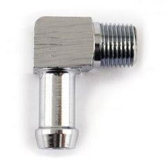 MCS Oil Line Fitting, 90 Degree. 1/8-27 Npt To 5/16". Chrome