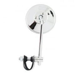 MCS Round Clamp-On Style Steel Mirror, 4" With 5" Stem