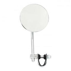 MCS Round Clamp-On Style Steel Mirror, 4" With 5" Stem