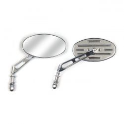 MCS Slotted Cateye Mirror. Chrome, Short Stem