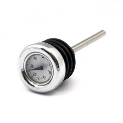 MCS Oil Tank Dipstick With Temperature Gauge. Chrome White Face