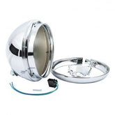 MCS 7" Headlamp Shell With Trim Ring Only. Chrome