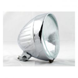 MCS 6-1/2" Ribbed Bullet Headlamp With Visor. Chrome
