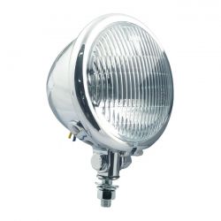 MCS 4-1/2" H3 Bates Style Fog Lamp. Chrome. Ribbed Lens