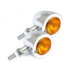 MCS Bullet Turn Signals, Flat Lens. Chrome