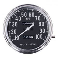 MCS FL Speedometer, Police Face, Black. 2:1 Mph