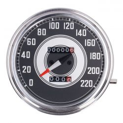 MCS FL Speedometer, 41-45 Face, Silver/Black. 2:1 Kmh