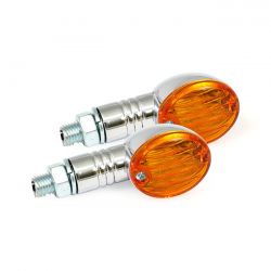 MCS Micro-Flash, Halogen Turn Signal. Chrome. Amber Lens