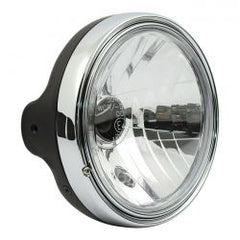 MCS Ltd Style 7" H4 Headlamp. Side Mount. Clear Lens. Black
