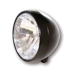 MCS Randall, 6-1/2" H4 Headlamp. Bottom Mount. Satin Black