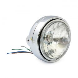 MCS Roadster 5-3/4" H4 Headlamp. Side Mount. Chrome