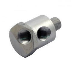 MCS Dual Oil Pressure Gauge Adapter. Clear Aluminum