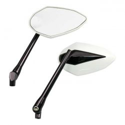 MCS Double Deuce Mirror Set. White Head & Gray Anodized Stem
