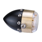 Retro LED taillight. Matte black. Brass front ring