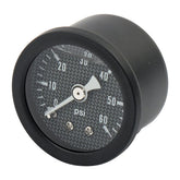 oil pressure gauge, 0-60 PSI. Black housing
