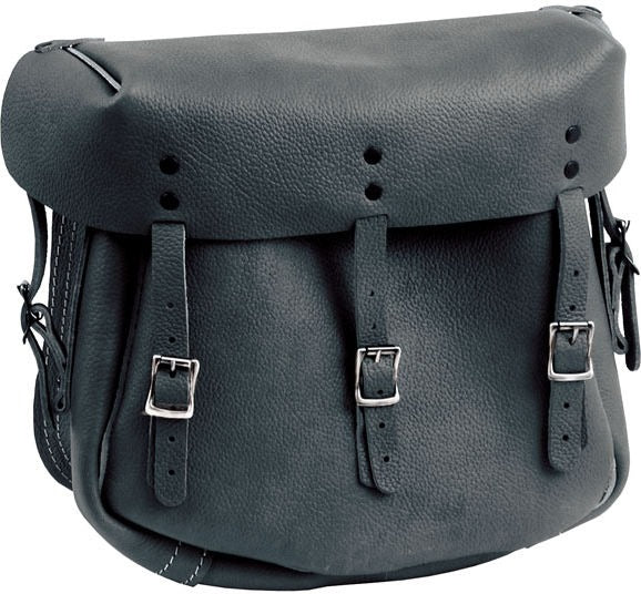 Army style leather saddlebag set. Black