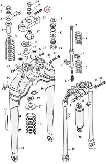 SCREW UPPER TRIPLE CLAMP, SOFTAIL SPRING