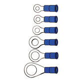 Connectors, ring terminal PVC, crimp. Blue 9.52mm
