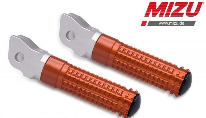 Mizu Race driver's footpeg, including ABE, Silver/Orange | 409TO1110007