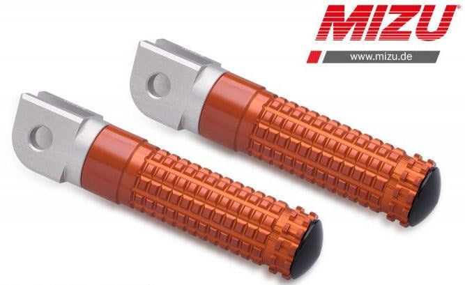 Mizu Race driver's footpeg, including ABE, Silver/Orange | 409TO1110008