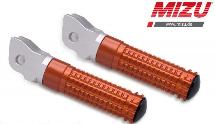 Mizu Race driver's footpeg, including ABE, Silver/Orange | 409TO1110010