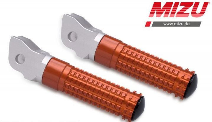 Mizu Race driver's footpeg, including ABE, Silver/Orange | 409TO1110014