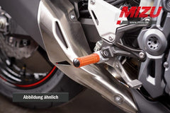 Mizu Race driver's footpeg, including ABE, Silver/Orange | 409TO1110021